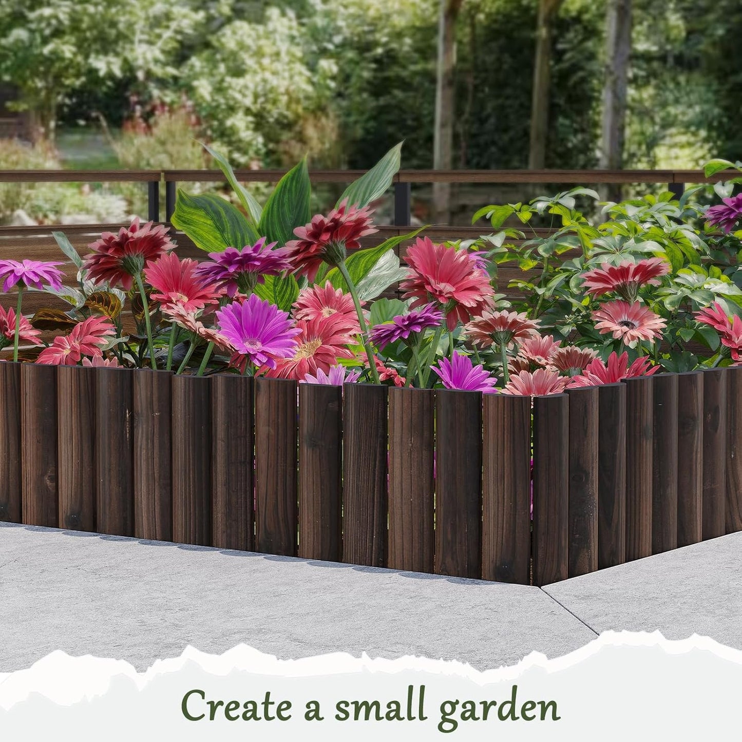 Wood Garden Edging Border Garden Fence Decorative Landscape Border Edging Planting Tree Fence Yard Patio Path Edging Landscape Edging Flower Bed Fences-11.8" H x 47.2" L (3PACK 12FT Total Length)