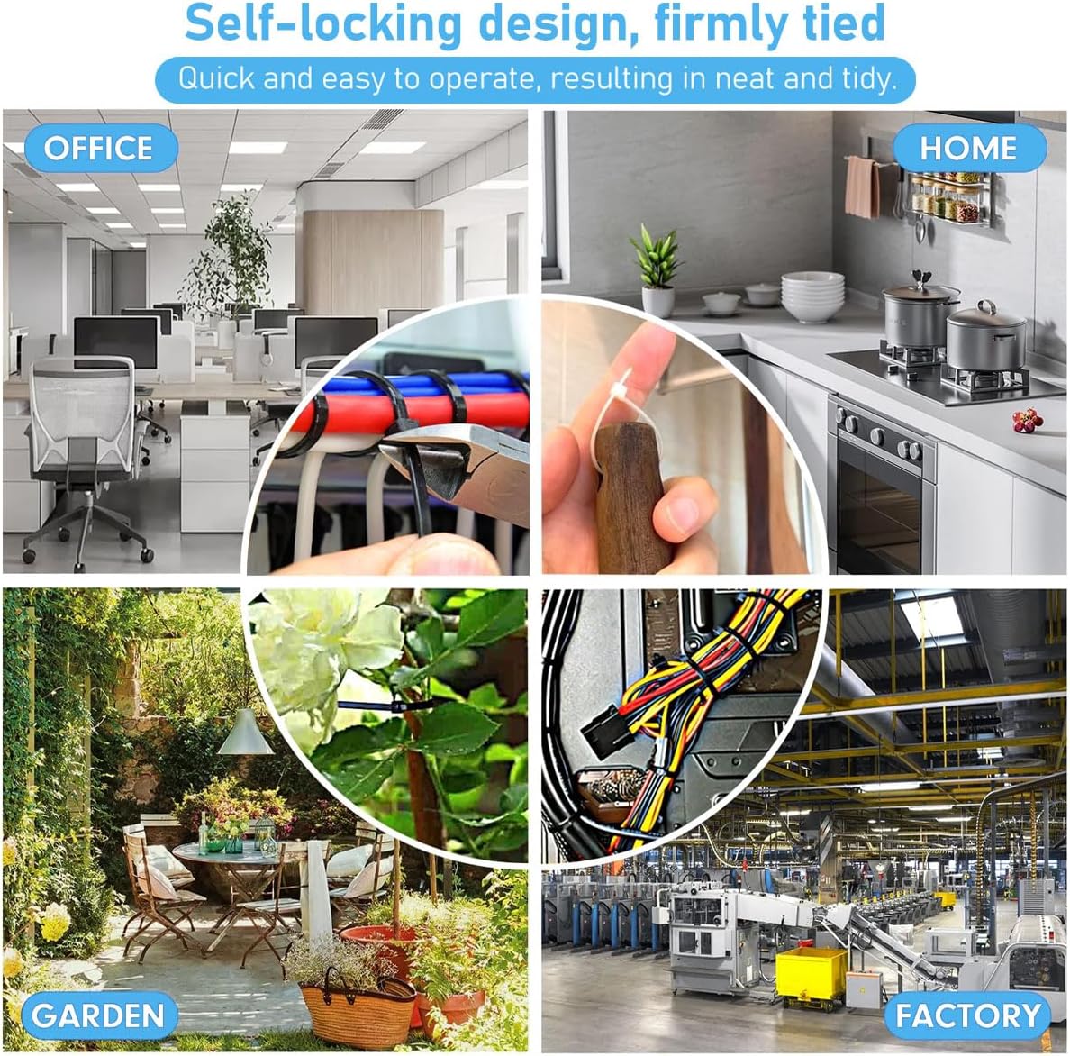 10 Inch Zip Cable Ties (100 Pack), Heavy Duty Cable Ties with 150lbs Tensile Strength, Multi-Purpose Adjustable Black Zip Ties, UV Resistant Indoor and Outdoor for Home, Office, Workshop