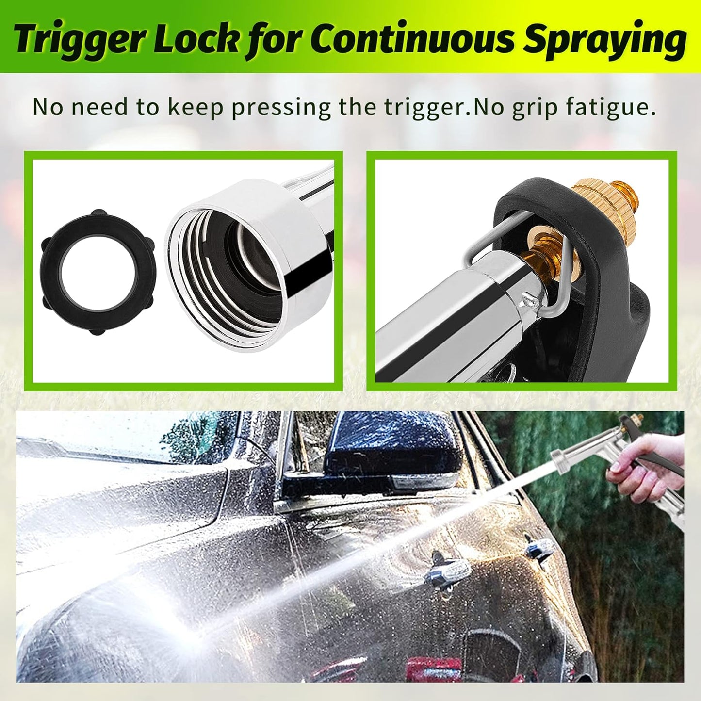 AUTOMAN Garden Hose Nozzle, 1 Pack High Pressure Nozzle, Full Size Pistol Grip Water Sprayer with Threaded Front, Adjustable Spray Water Flow for Car Washing, Plants Watering, Pets Showering, Cleaning