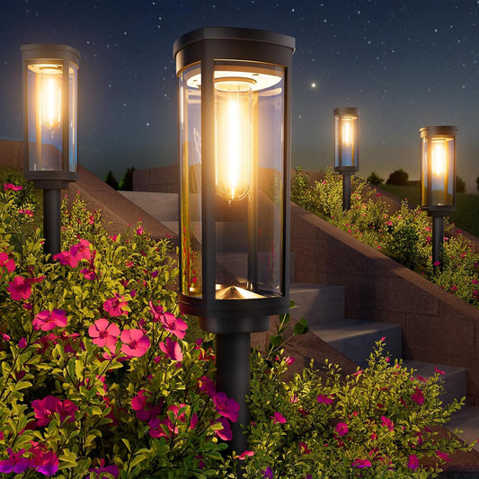 Bright Solar Pathway Lights, 2 Pack Solar Lights Outdoor Waterproof IP65, Auto On/Off Path Landscape Lighting, Long Lasting Outdoor Light for Yard Garden Walkway Landscape Lawn Patio Lighting