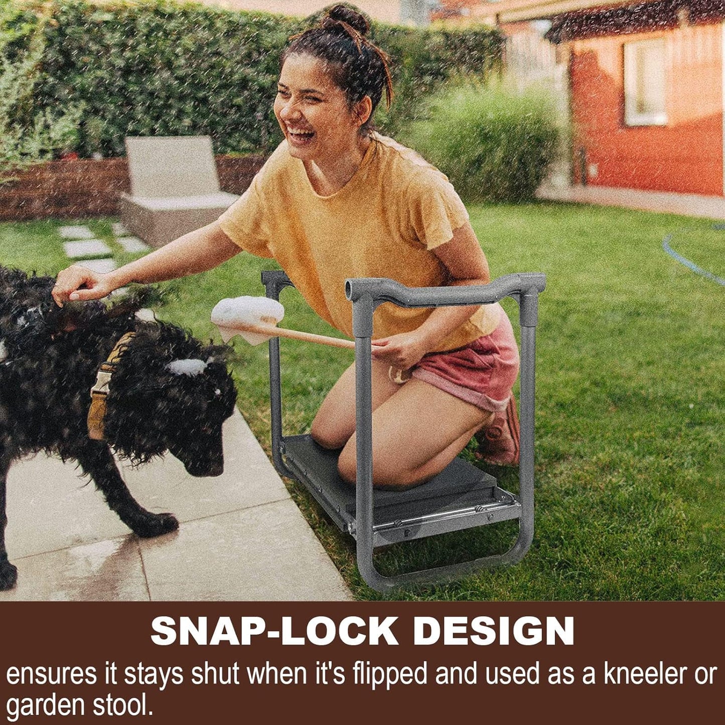 Foldable Garden Kneeler Seat Heavy Duty [Upgraded Widened Thick Kneeling Pad] Garden Stool with Large Garden Tool Bags with Pockets - Portable Garden Bench Gardening Gifts for Parents