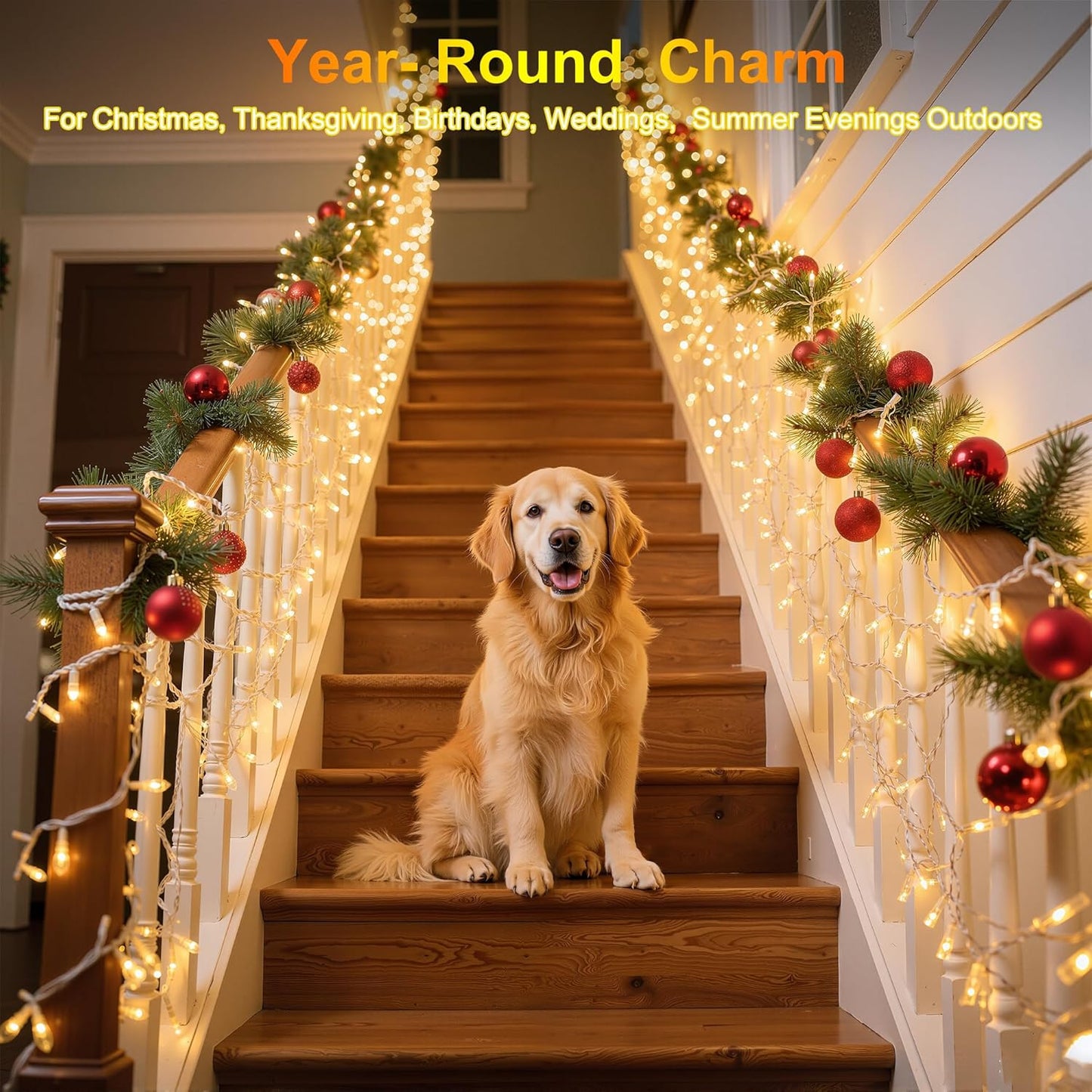 1500LED Christmas Lights Outdoor Use, 470ft 12 Modes Warm White LED String Lights with Timer Dimmable, Waterproof Christmas Tree Lights for Xmas Patio Yard Fence Balcony Garden Decor Warm White