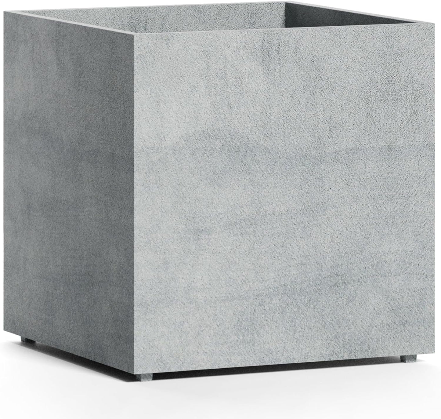 Reglito Cube Planter – Fiberglass Indoor/Outdoor and Weather-Resistant Large Planter (Concrete Stone, 27.6" L x 27.6" W x 28.1" H)