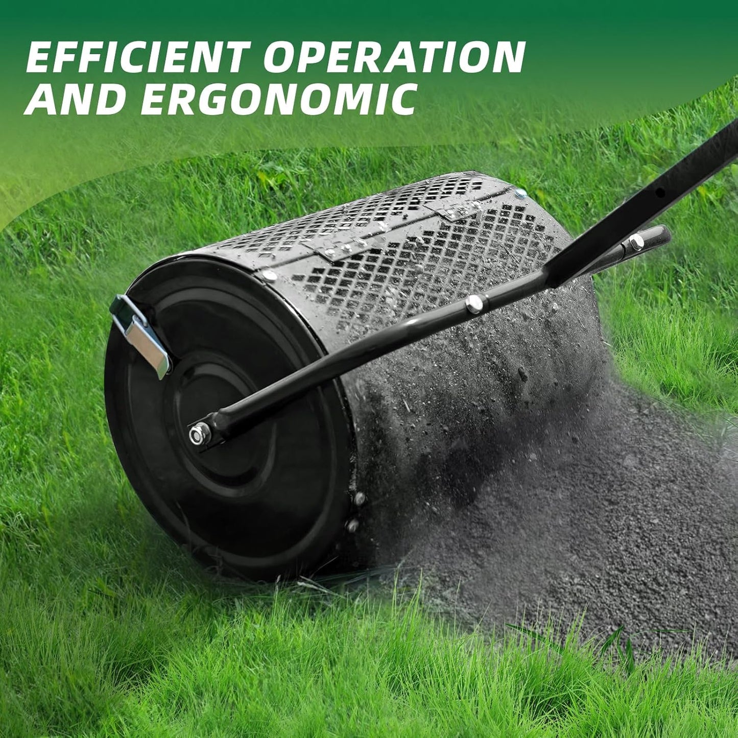 Heavy-Duty Compost Spreader for Lawn,Peat Moss Spreader,Fertilizer Spreader Roller with Adjustable Handle,Manure Spreaders for for Lawn Top Dressing,Seedling,Top Soil,Heavy Duty Metal Mesh Lawn Roller