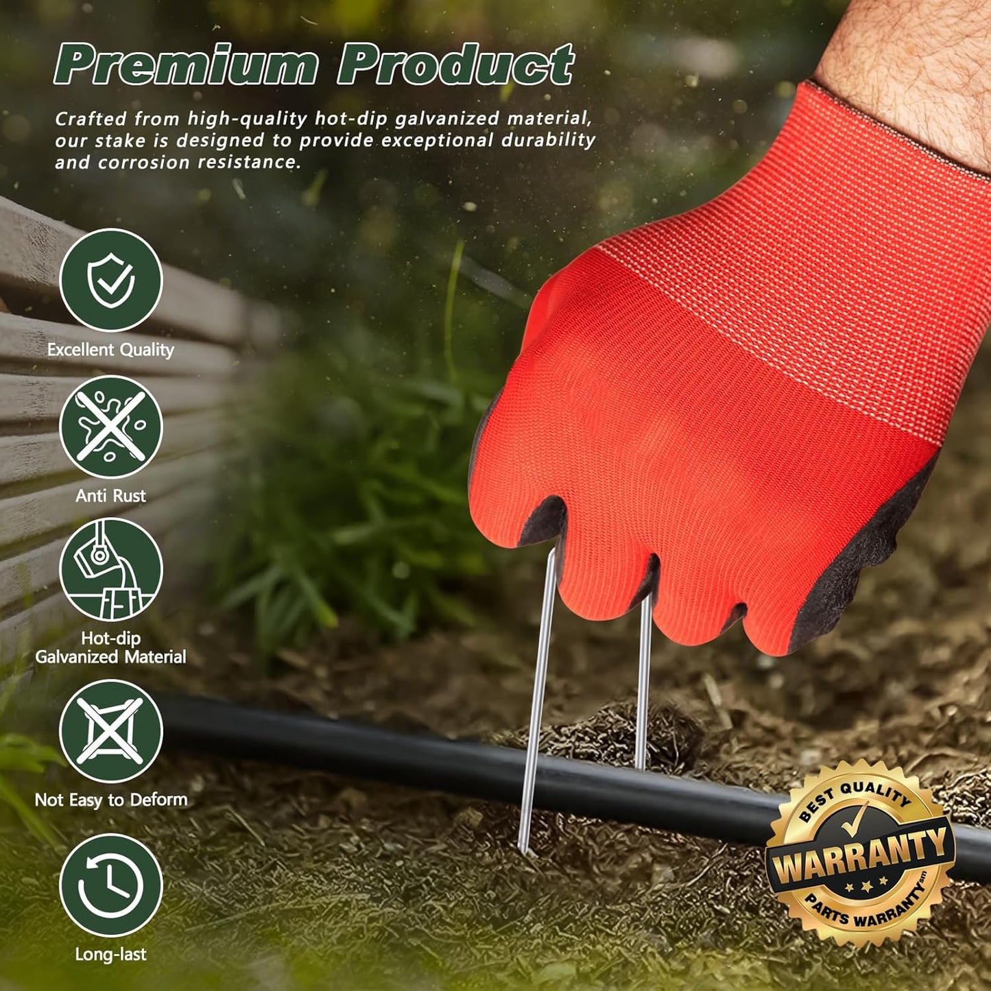 FEED GARDEN 6 Inch 100 Pack Galvanized Landscape Staples Plant Cover Stakes 11 Gauge Tent Stakes Garden Stakes Landscaping Fabric SOD Pins Yard Stakes for Decoration Weed Barrier Fabric