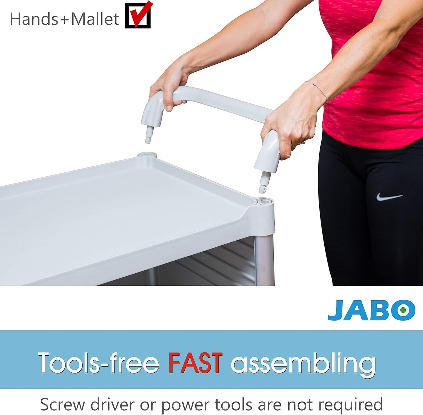 JaboEquip, 3 Shelf Small Medical Cart with Drawer, Hospital Cart Utility Cart 606 lbs Load, JBGS-3K1-1, Off-White (Light Grey) Color