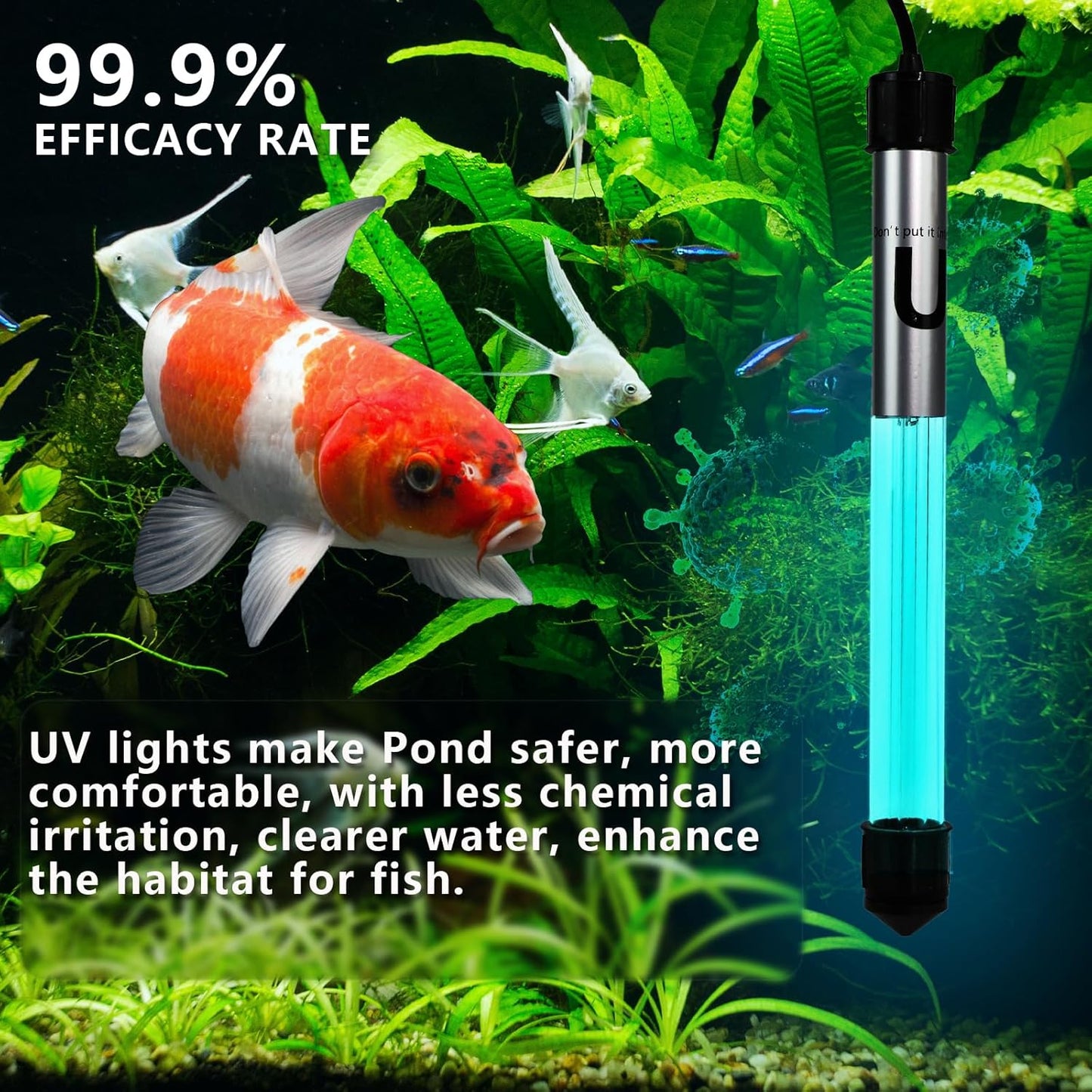 20W Pond UV Light for 100-1000 Gallon, Aquarium UV Light, UV Water Clarifier for Koi Pond, Cold Plunge, Aquarium, Swimming Pool, Spa and Fish Tank Algea Control