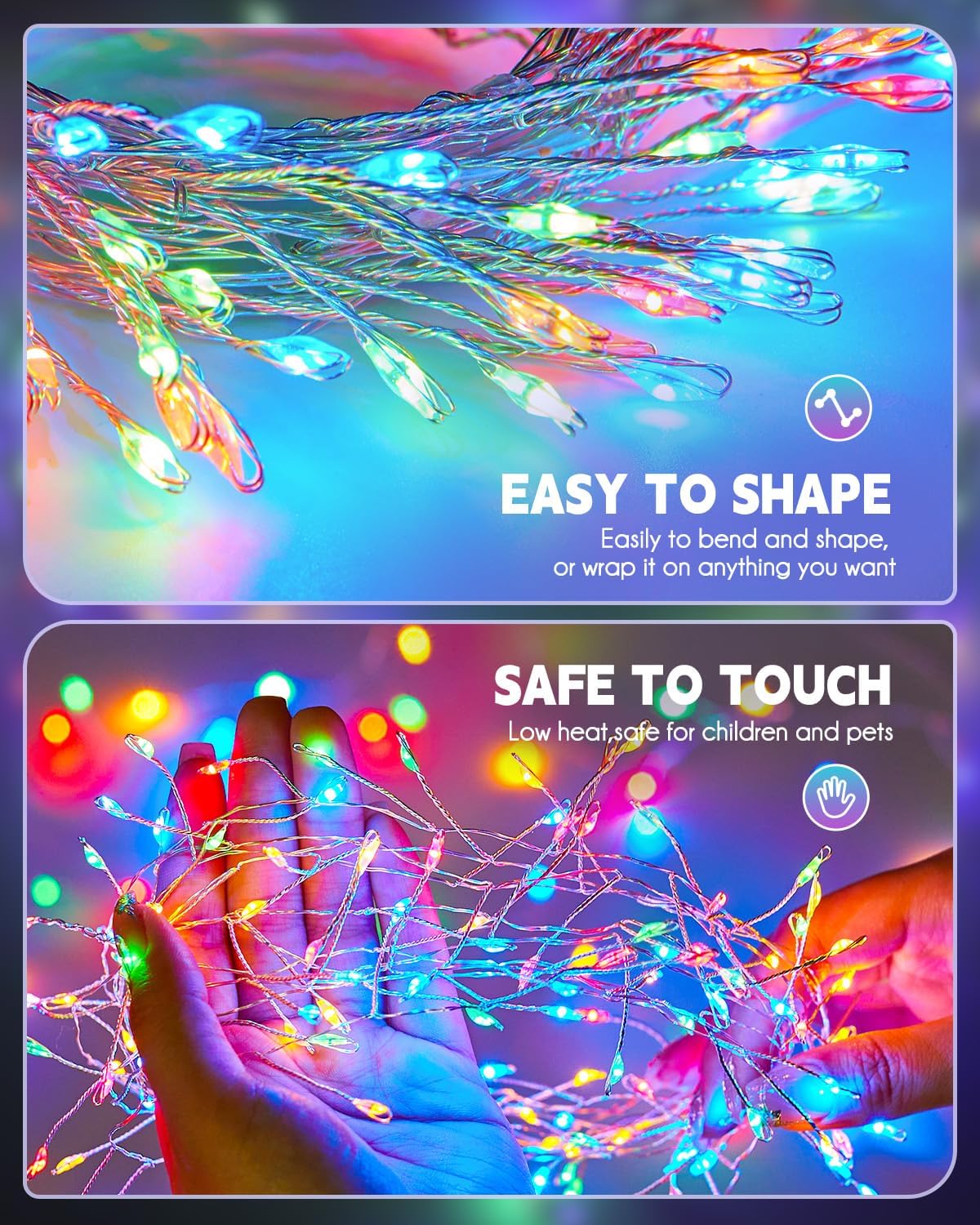 Brightown Solar String Lights for Outside, 2 Packs Total 39.2Ft 480 LED Solar Fairy Lights for Outdoor Waterproof with 8 Modes for Patio Party Garden Yard Home, Multicolor