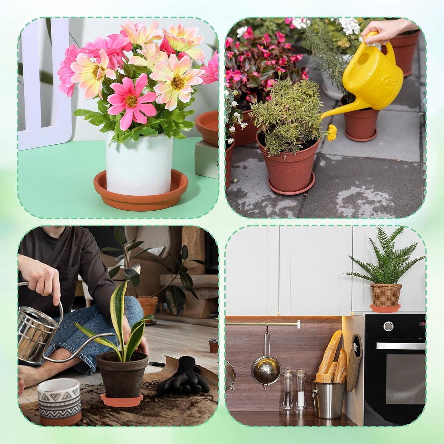 12 Pack 4.5 Inch Clay Trays, Durable and Thicker Terracotta Flower Pot Saucers for Flowers Round Clay Plate for Pots, Indoor & Outdoor Suitable for 4 inch Flower Pots