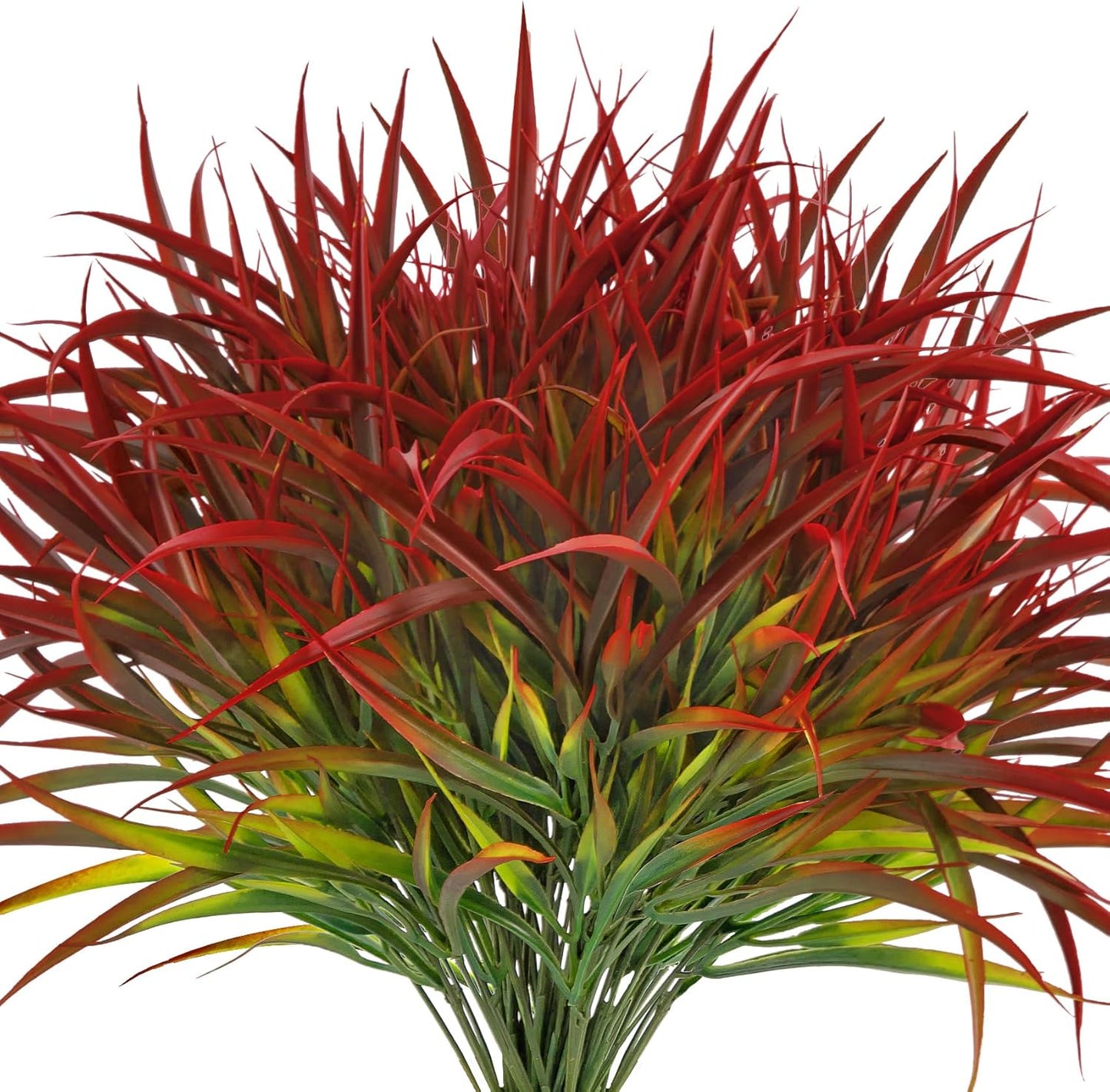 Ouddy Decor 16 Bundles Artificial Plants Outdoor Fake Grass Greenery Stems UV Resistant Faux Plastic Plants Shrubs for Autumn Home Garden Pathway Farmhouse Front Porch Harvest Thanksgiving Decor, Red