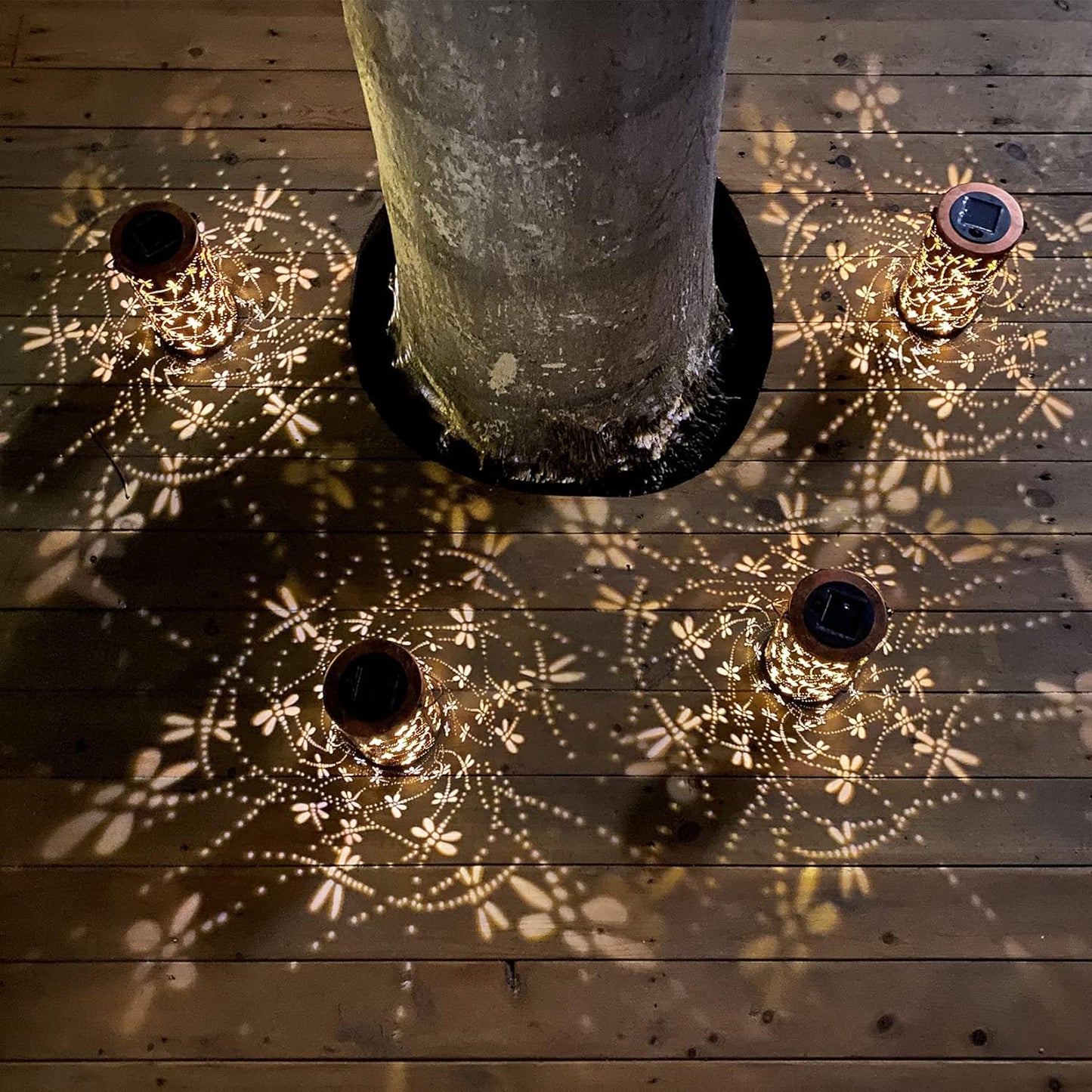 2 Pack Solar Lanterns Outdoor Hanging Lantern Lights, Dragonfly Hollowed-Out Metal Decor Lantern, Waterproof LED Decorative Garden Light - Delicate Garden Decoration for Patio, Yard