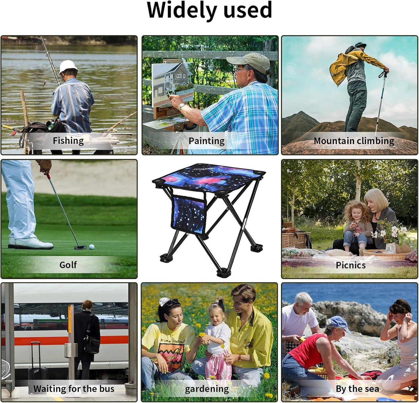 Roptat 2 Pack Camping Stool,Portable Folding Compact Lightweight Stool Seat for Camping Fishing Hiking Gardening Outdoor Walking Backpacking Travelling and Beach with Carry Bag