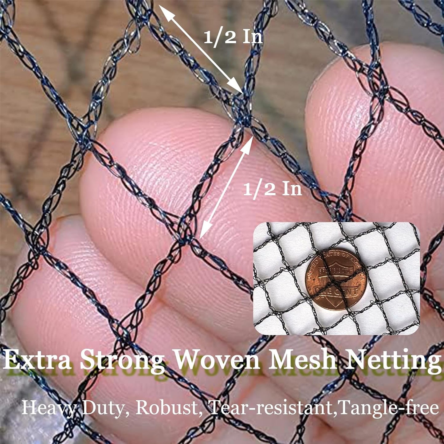 Meanchen Bird Netting 7.5x65 Ft, 1/2 in Mesh Heavy Duty Garden Netting for Plants, Fruit Trees, Vegetables, Extra Strong Woven Mesh Netting Against Birds, Deer, Poultry for Chicken Coop