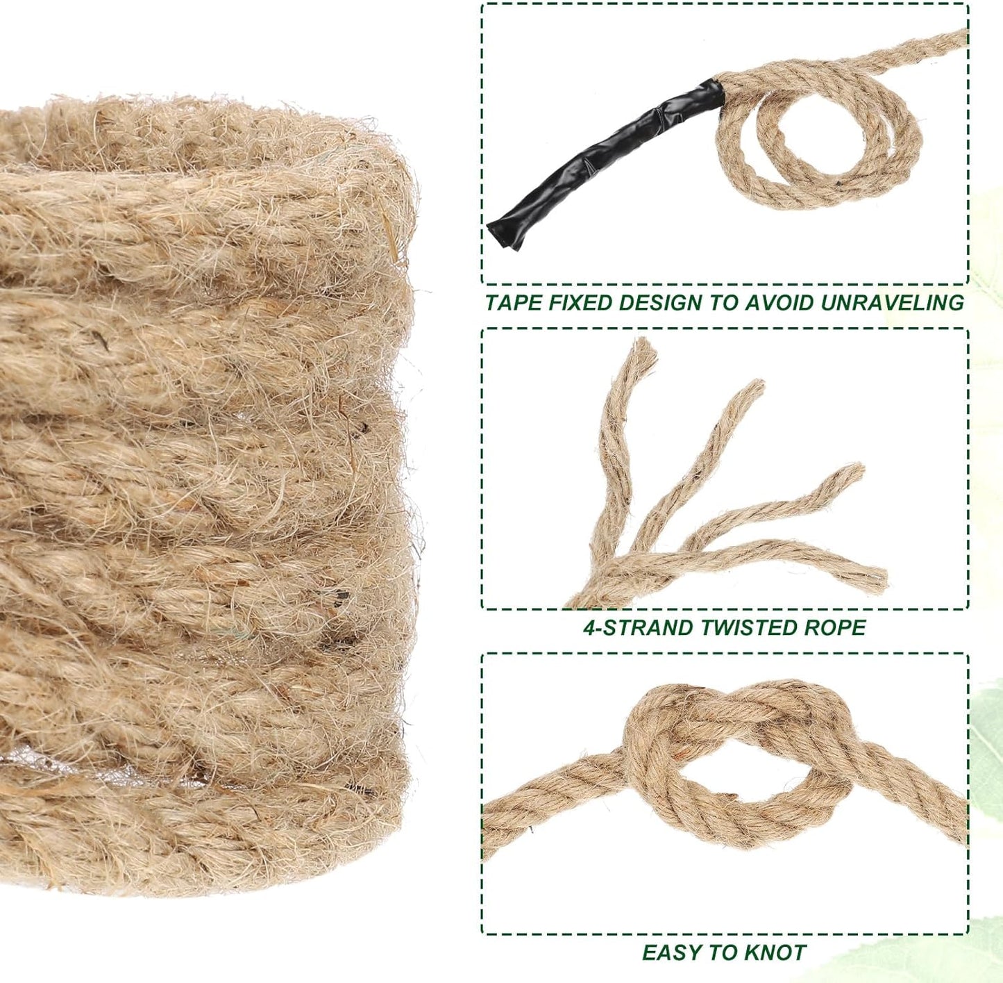 PATIKIL 5/8" x 100 ft Twisted Manila Rope Jute Ropes Natural Thick Jute Twine Burlap for Docks Railings Bundling Craft Tug of War Decorating