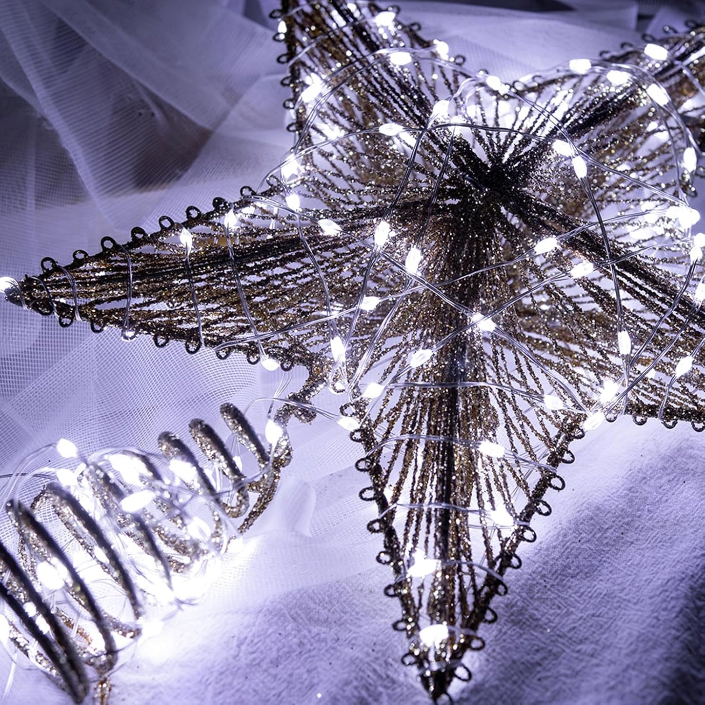 Solar String Lights for Outside,100FT 300 LEDs Solar Fairy Lights,Waterproof 8 Modes Button Outdoor String Light for Patio Garden Backyard Tree Wedding Christmas,Silver Wire,Cool White