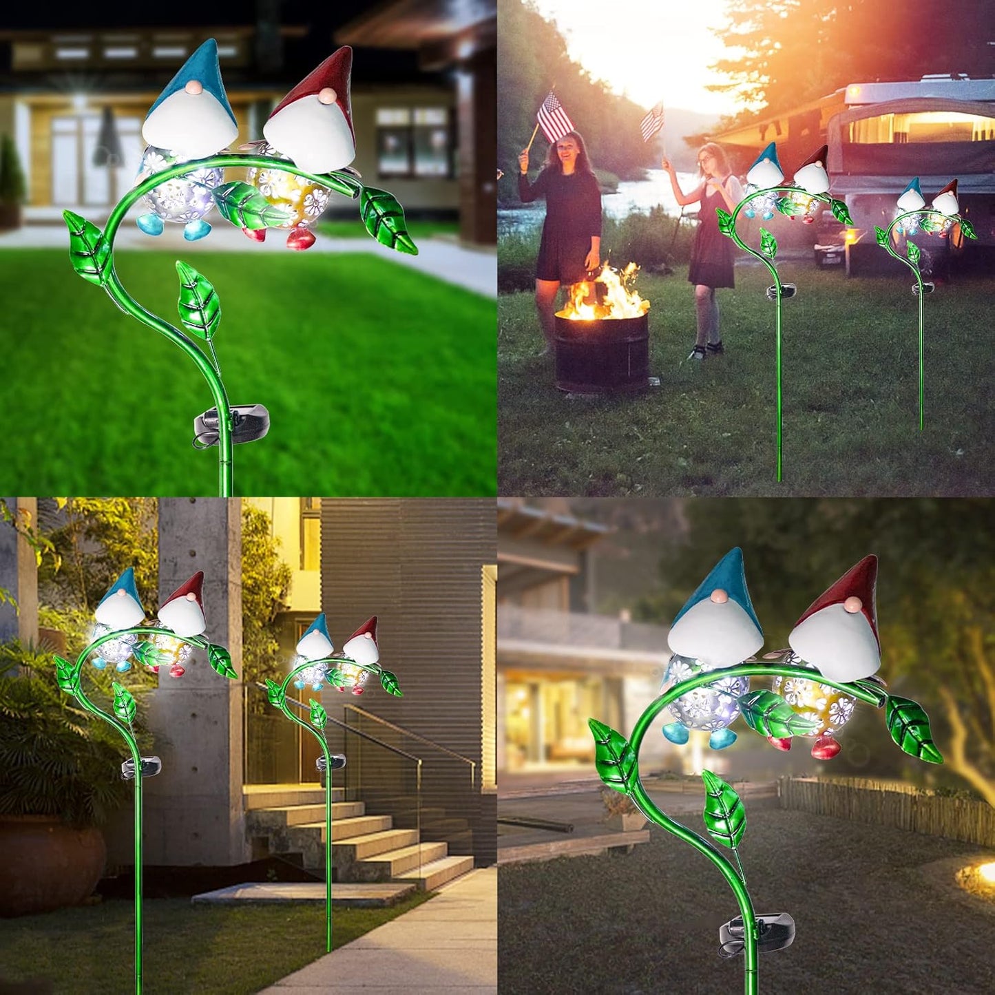 Bshine Outdoor Solar Garden Decor Fairy Man Light, Waterproof LED Metal Stake Yard Art for Backyard, Pathway, Lawn Ornaments, Gift for Mom
