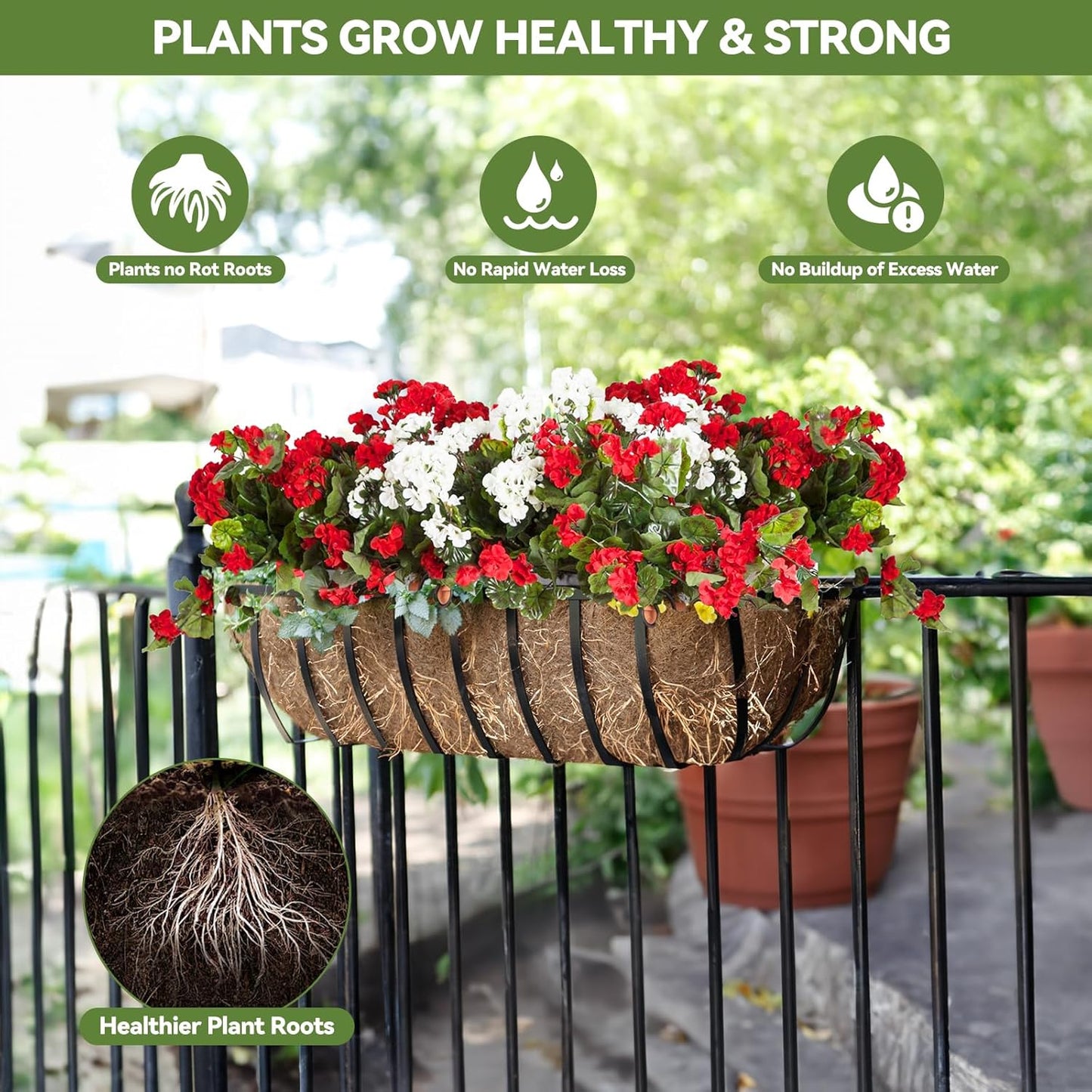 3Pcs Trough Coco Liner 30" Coco Coir Liners for Planters, Liners for Window Boxes Liners, Wall Basket Planters, Railing Hanging Baskets, Garden Planter Baskets