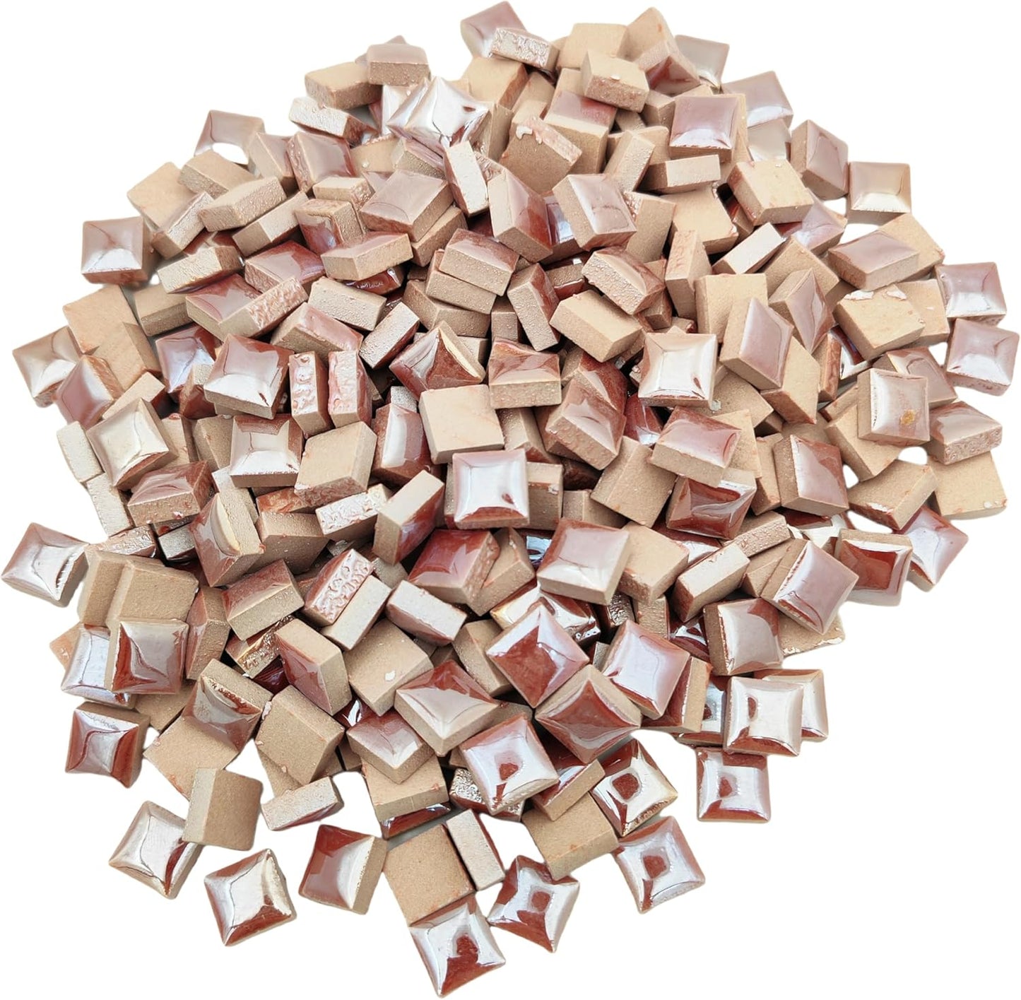 500g/1.1lb Random Color Irregular Ceramics Mosaic Tiles,DIY Making Creative Ceramic Mosaic Tiles for DIY Craft Plates Flowerpots Vases Cups Mosaic Making Supplies (0.47“ Square Pearl Brown)