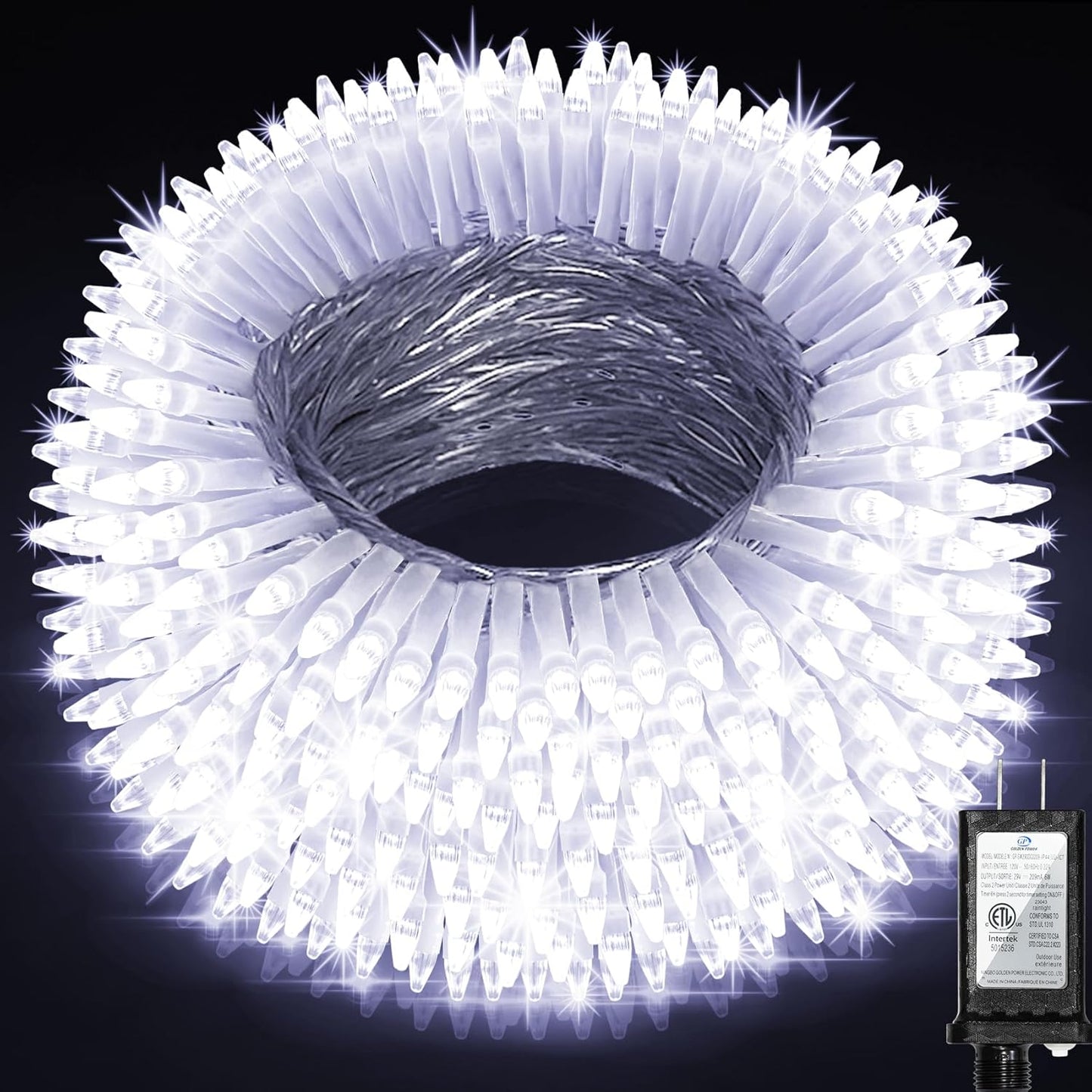 750 LED Christmas Lights - Outdoor Use, 246ft with 8 Modes, IP44 Waterproof for Xmas Patio, Yard, Fence, Deck, Balcony, Garden Decor - Cool White