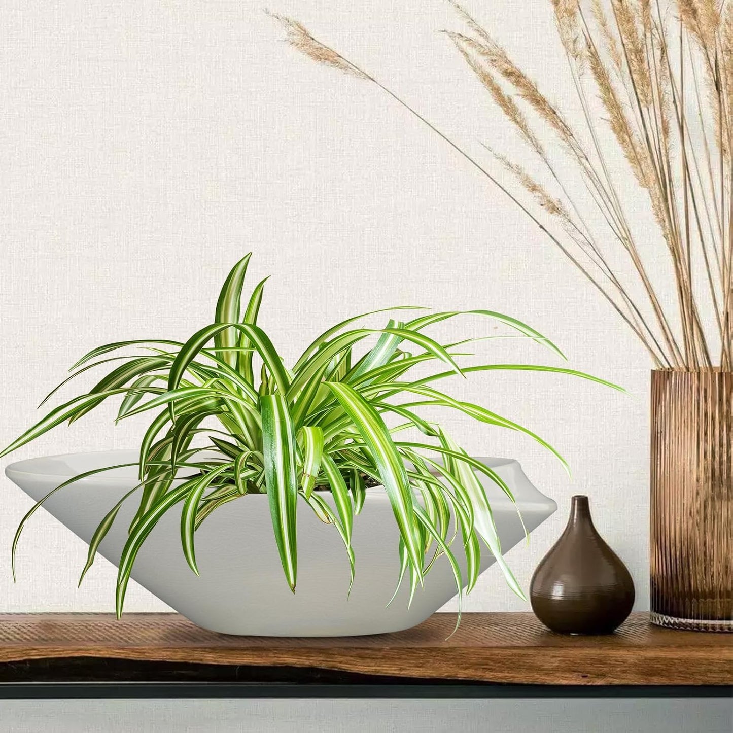 18 Inch Ceramic Bonsai Planter Pot with Drainage Hole, Glazed Large Plant Pot Succulent Planter for Indoor and Outdoor Plants Gray