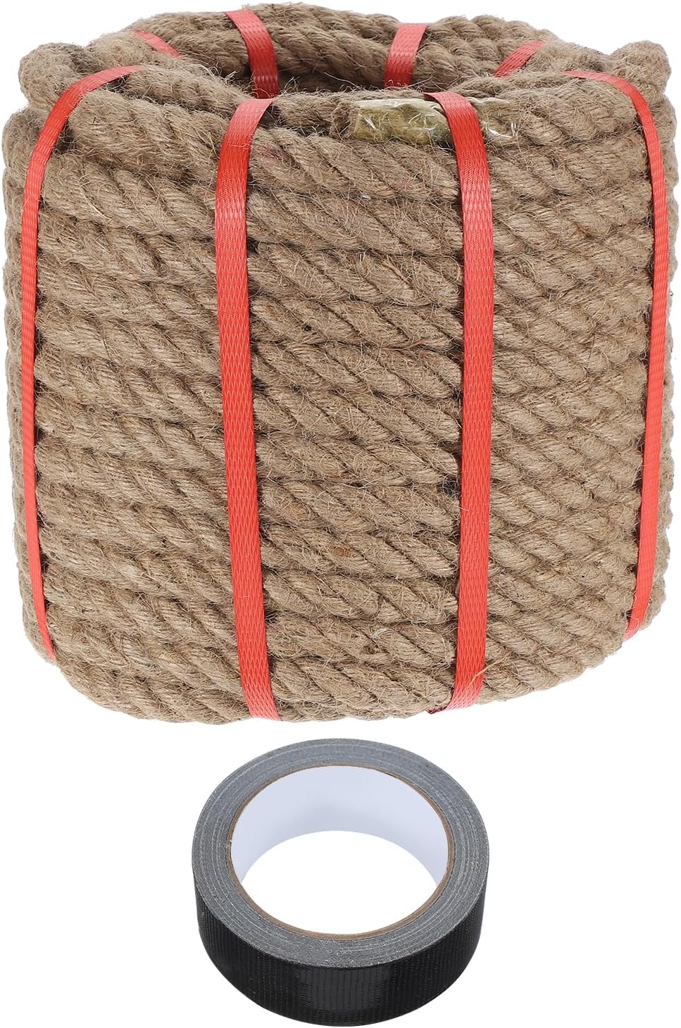 MECCANIXITY Jute Rope 0.7 Inch x 98ft, Thick Twine Rope Ropes Braided Jute Twine Natural Brown Burlap Cord String Heavy Twisted with Tape for Decorative Crafts Railing Swing Tug of War