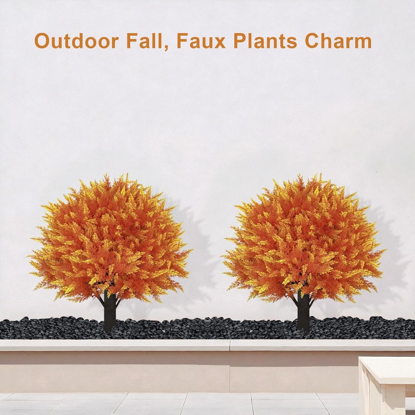 24" Artificial Cedar Topiary Ball Bushes, Set of 2 UV Resistant Fake Trees Outdoor Shrubs with Stake, Weatherproof Faux Plants for Planter, Front Porch, Garden, Yard, Patio Fall Decor