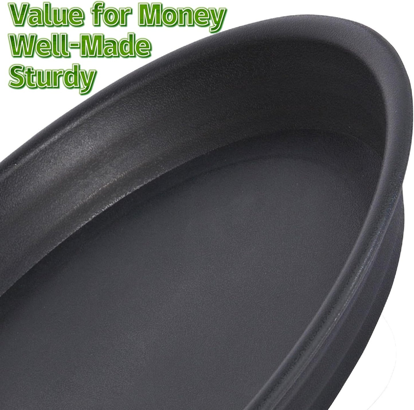 2 Pack of 18 19 inch Plant Saucer, Large Deep Plastic Flower Planter Saucers and Drip Trays for Indoors Outdoors, Heavy Durable Plant Plate Water Catcher, Tray for Planter 15-19" (18", Black)