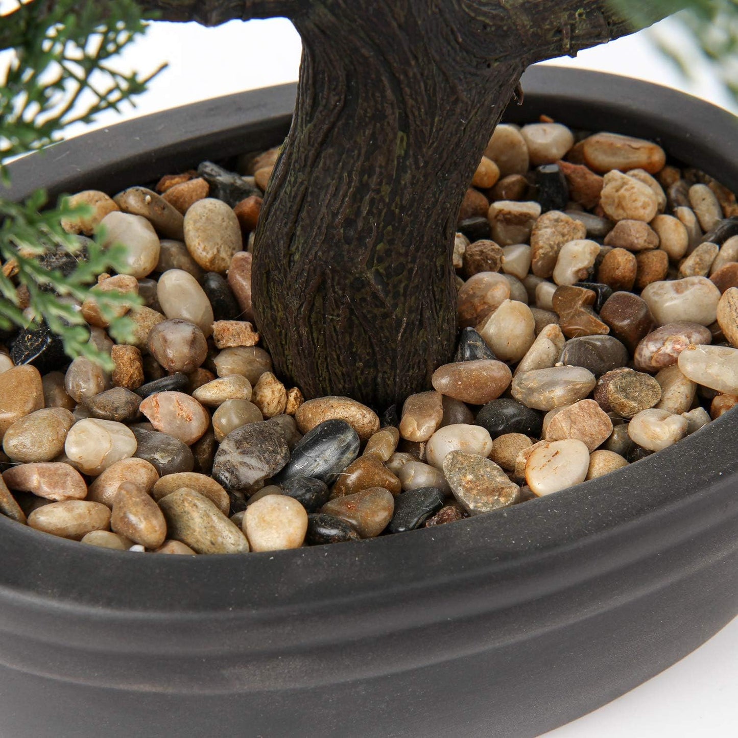 Artificial Bonsai Tree Juniper Faux Plants Indoor Small Fake Plants Decor with Black Plastic Pots for Home Table Office Desk Bathroom Shelf Bedroom Living Room Farmhouse Decorations