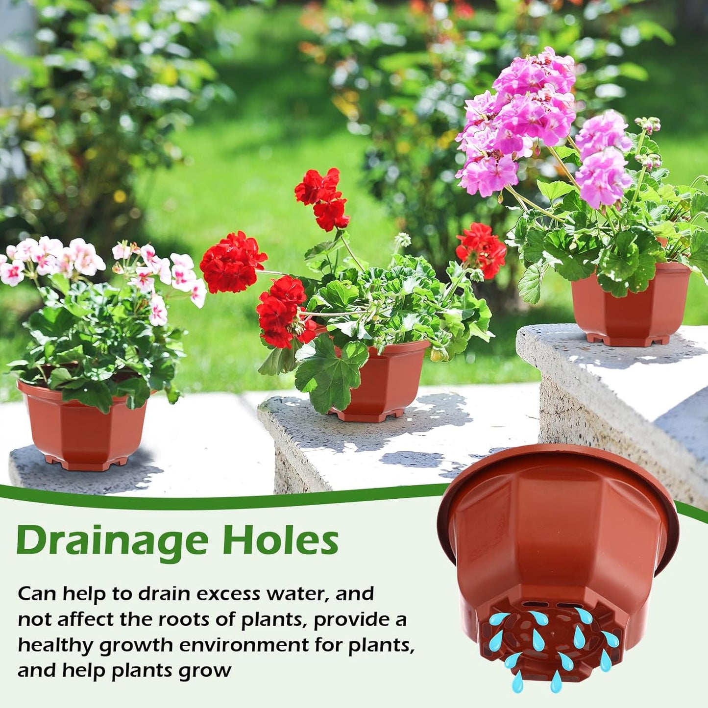 Roshtia 24 Pcs Hanging Plastic Planter Pot with Hook Flower Pots Baskets Hanging Nursery Planter Holder for Outdoor Indoor Plant Garden(Brown,5 Inch)