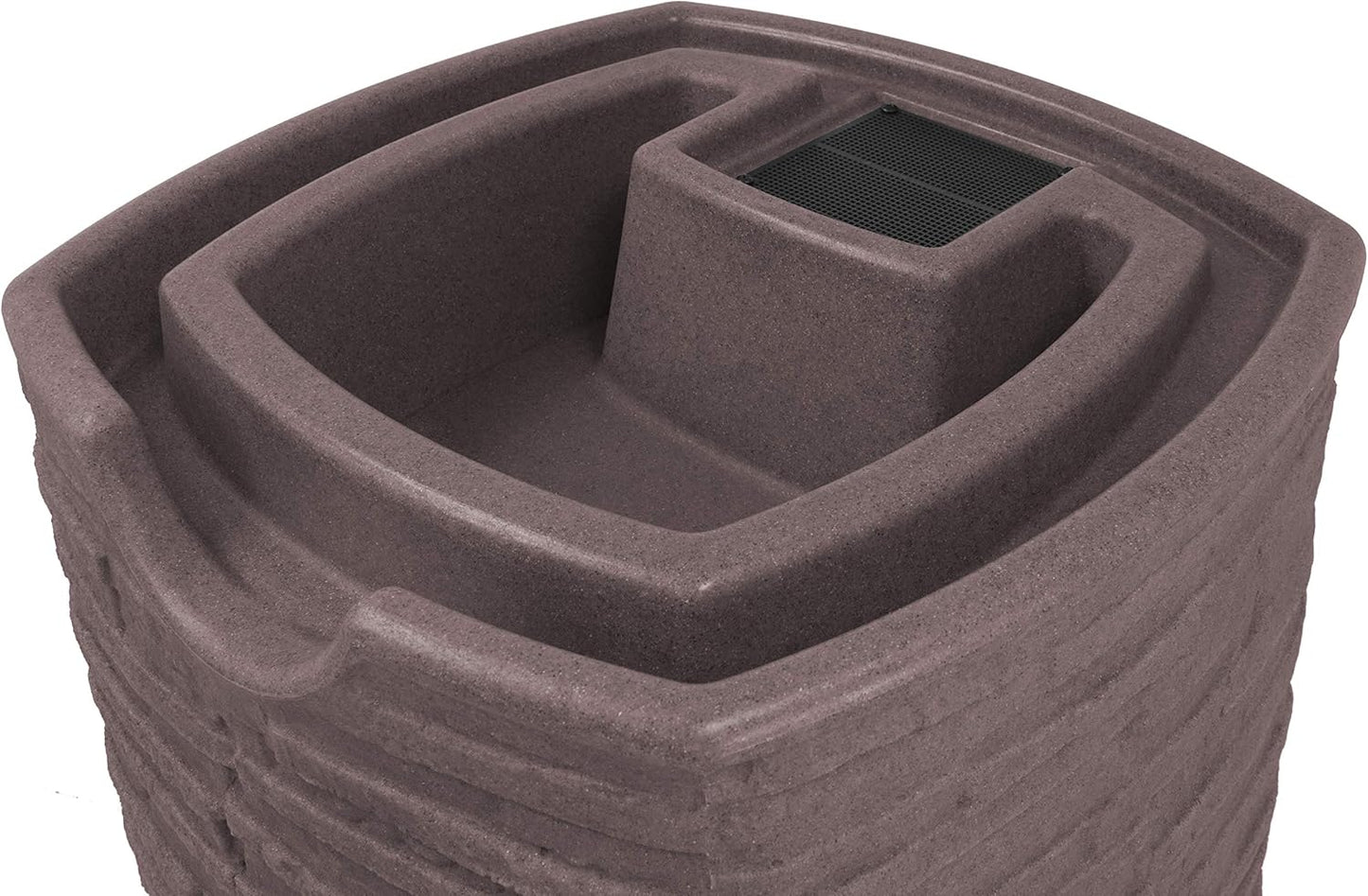 Good Ideas Impressions Riverwalk Rain Water Collection Barrel, Red Brick, 50 Gallon - Faux Slate Rock Rainwater Catcher, Plastic Storage Drum with Dual Robust Metal Spigots & Fine Mesh Screen