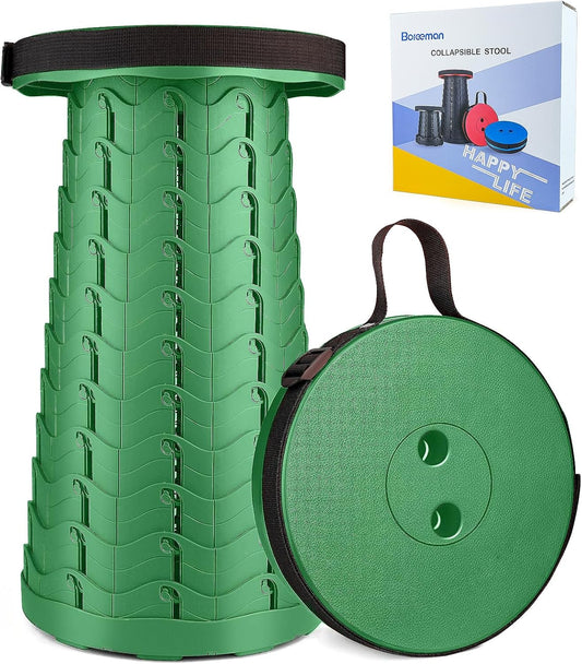 Boreeman Upgraded Folding Stool Lightweight Yet More Sturdy with Load Capacity 400lbs Portable Collapsible Stool for Camping Fishing Hiking BBQ (Army Green)