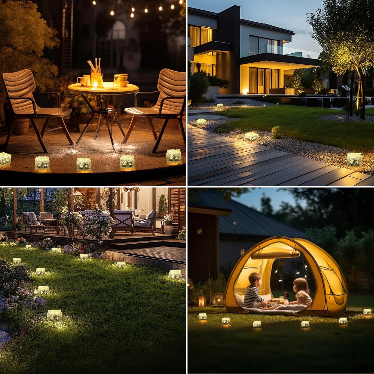 Solar Brick Lights-Outdoor Solar Lights for Yard-Solar Brick Landscape Path Light 3 Pack LED Light Brick Garden Decor for Pathway Patio Walkway Backyard Decoration