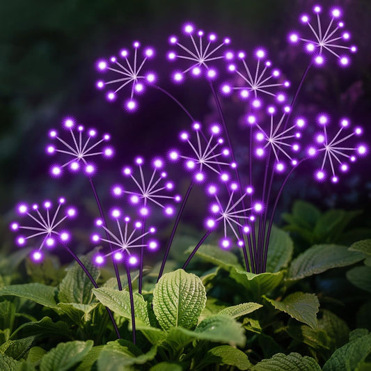 Solar Garden Lights 2 Pack Waterproof Swaying Starburst Light Solar Outdoor Lights for Yard Patio Walkway Pathway Party Wedding Decoration, Unique Gifts for Women, Purple