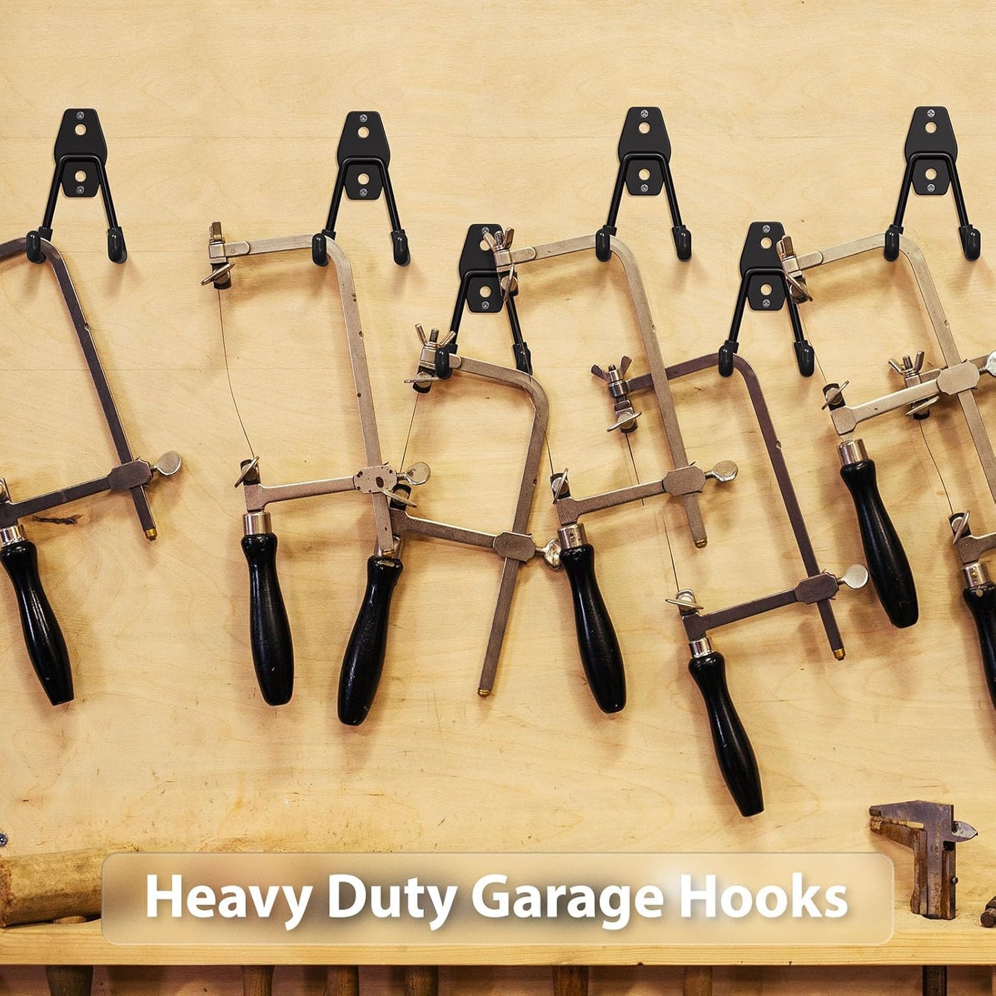Utility Steel Wall Mount Heavy Duty Garage Hooks with Anti-Slip Coating,Storage More Yard,Garden and Power Tools and for Hanging Hose,Ladder and Bike(8 Pack 4.5x2.75 inch)