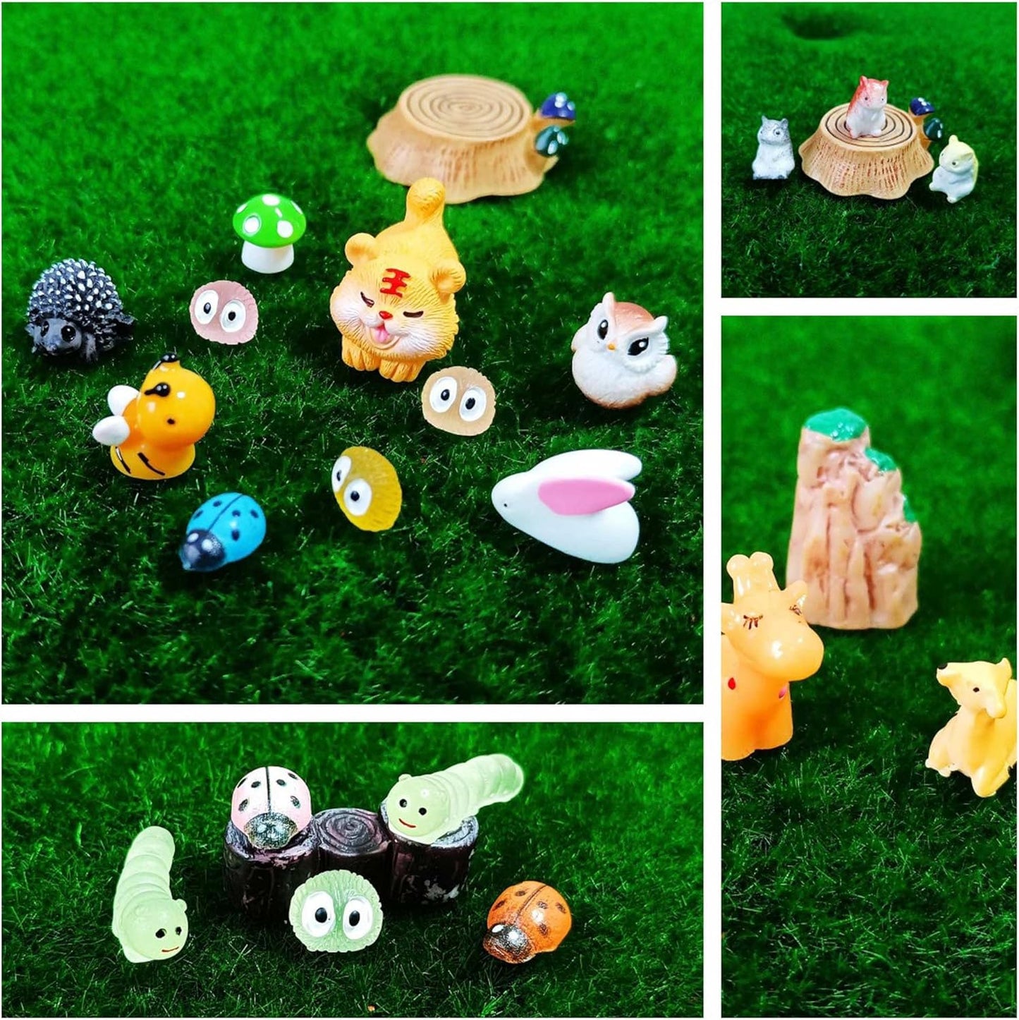 100 Pcs Mini Resin Animals Figures, Forest Tiny Plastic Animals Figurines to Hide Miniature Fairy Garden Decorations Accessories
