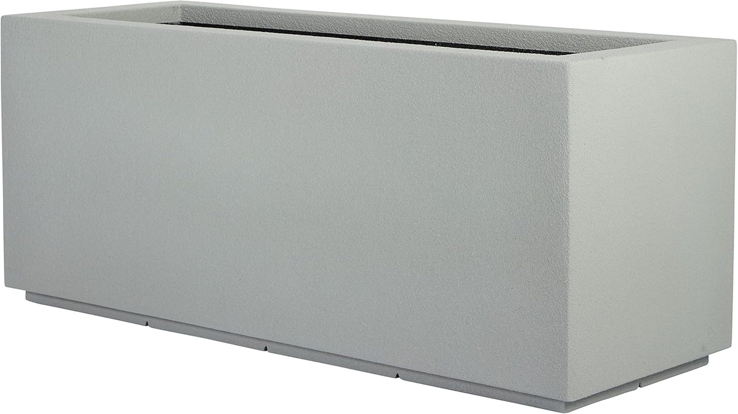 PolyStone Milan Tall Modern Outdoor/Indoor Rectangular Trough Planter, 46" L X 17" W X 19" H, Lightweight, Heavy Duty, Weather Resistant, Polymer Finish, Commercial and Residential (Concrete Gray)