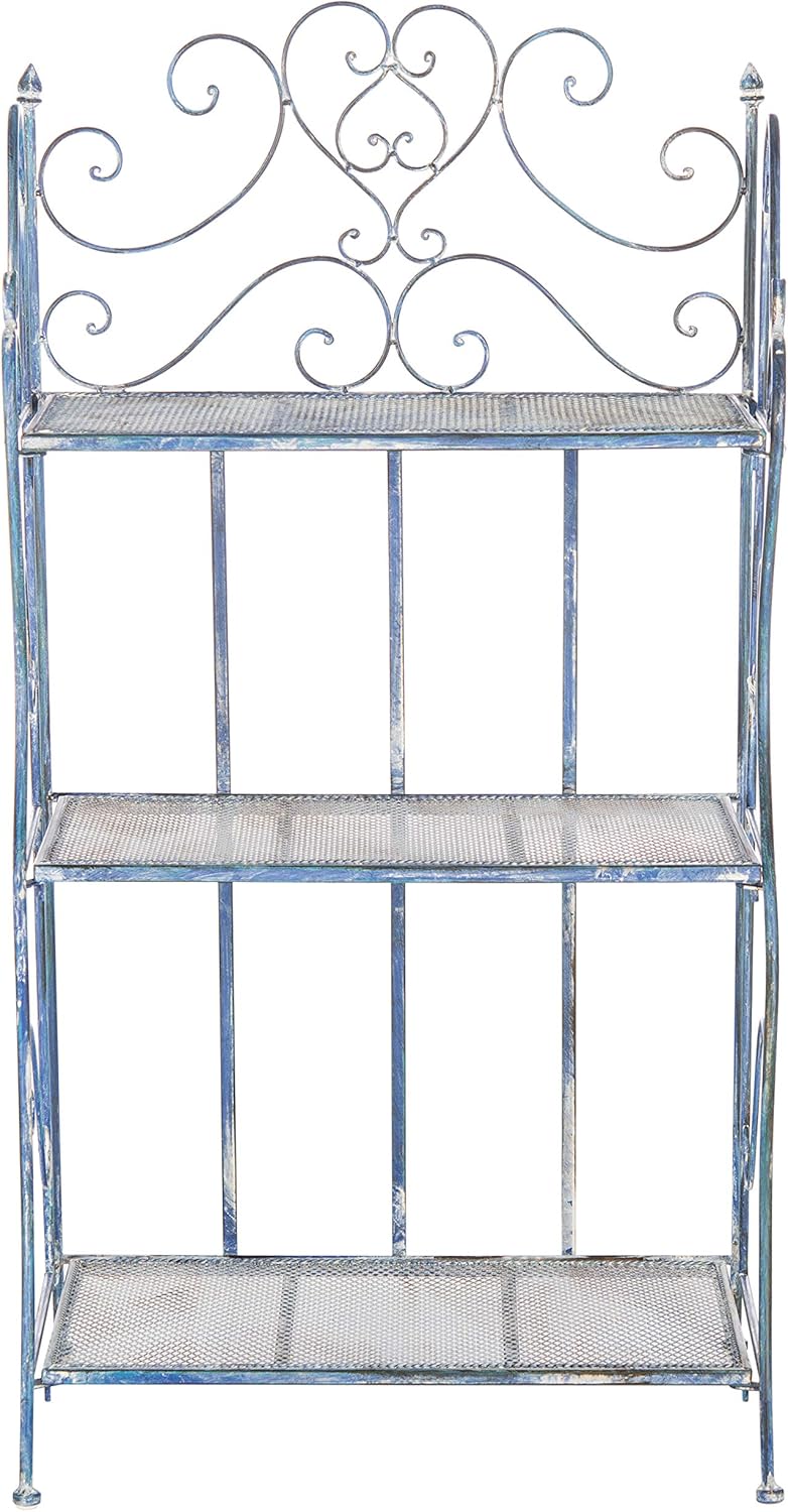 SAFAVIEH Outdoor Collection Torus Antique Blue 3-Tier Shelf (Fully Assembled)