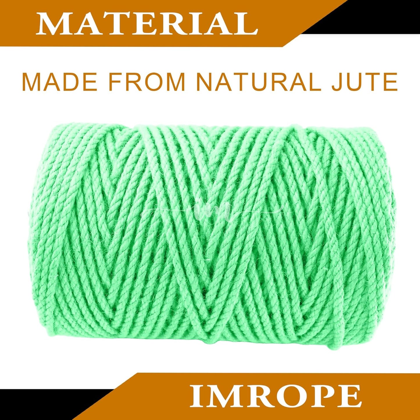 4mm x 300 Feet Light Green Jute Rope, Twine for Gardening Tomato Climbing Plant Tie Floristry Crafts Gift Wrapping Packing Decor