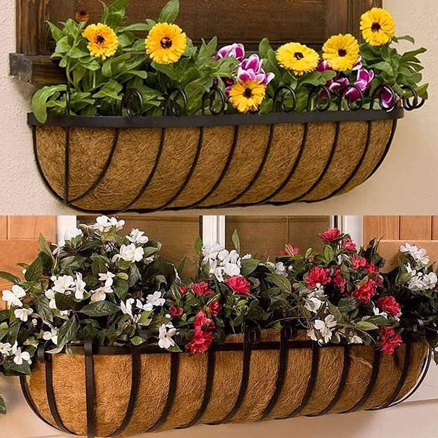 2pcs 36" Natural Replacement Coconut Liner for Window Box Wall Planter Garden Deck Fence Flower Baskets