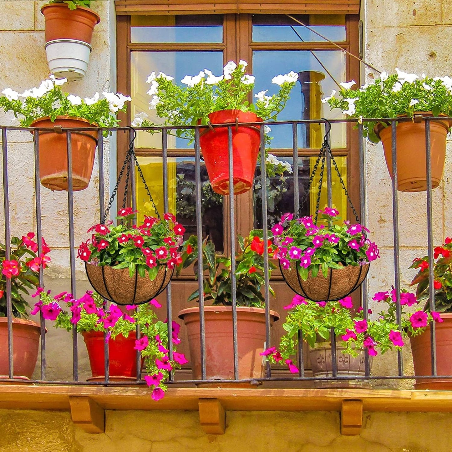 2PCS Half Round Hanging Basket Liners Replacement Coco Liner for Hanging Basket Wall Flower, 100% Natural Coconut Fiber Plant Basket Liner for Garden Planter Flower Pot (18 inch)