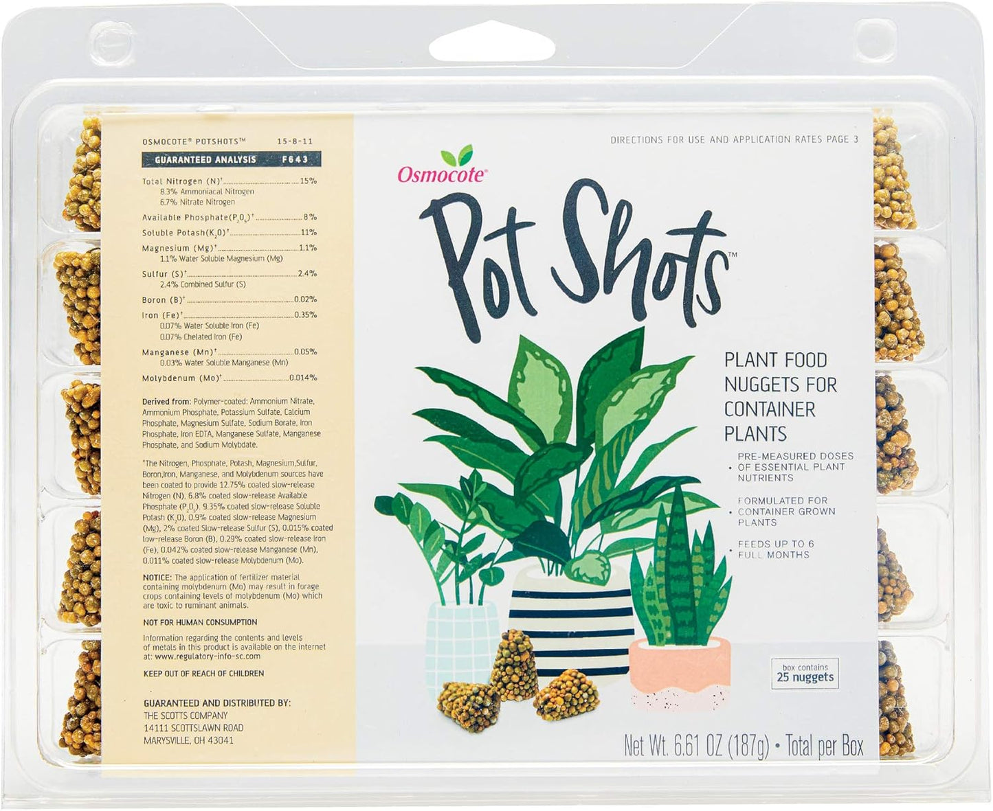 Osmocote PotShots: Premeasured House Plant Food, Feed for up to 6 Months, 25 Nuggets