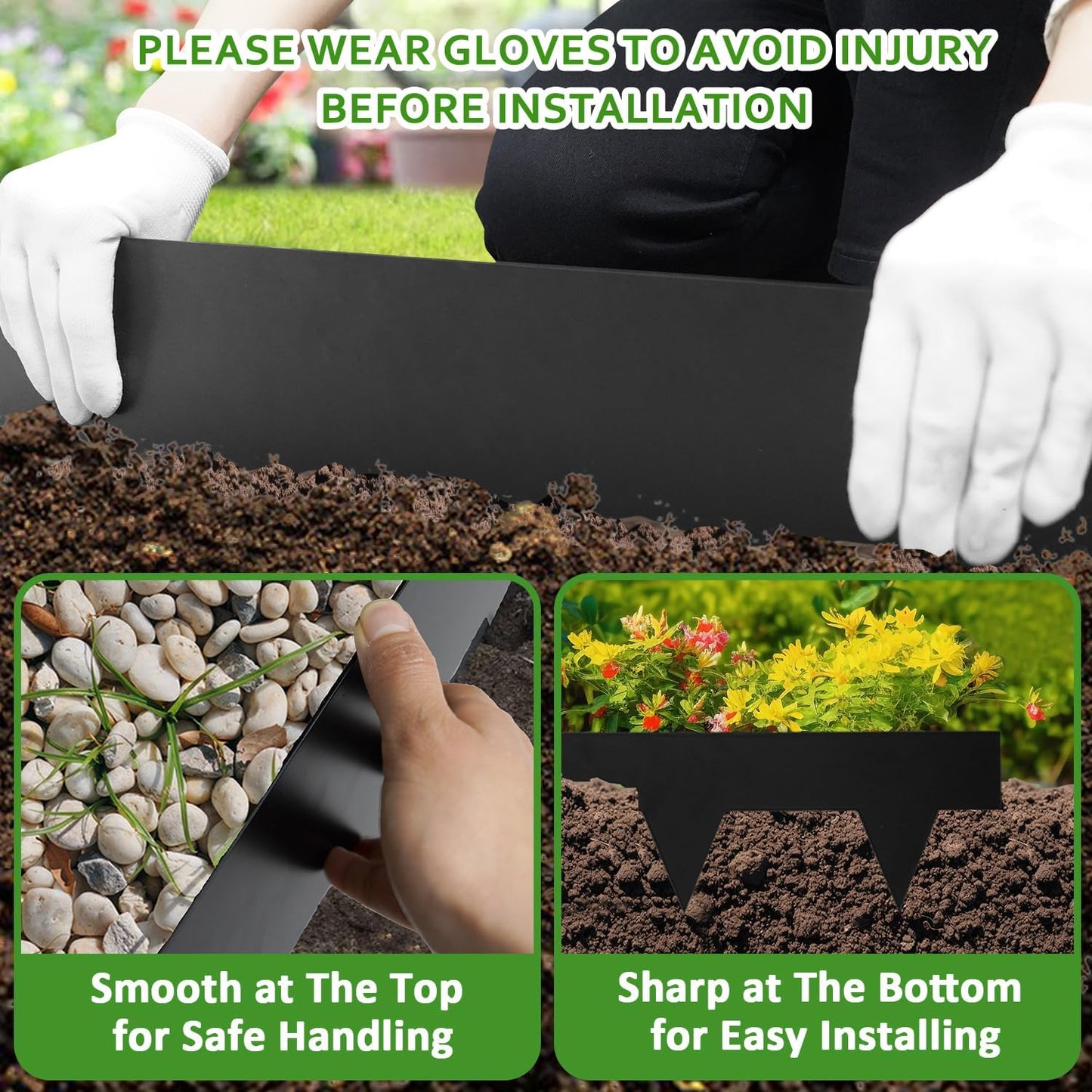 Hugeleaf 4.5 Inch Metal Landscape Edging, Metal Garden Edging with 11Pcs Stakes, 40 Inch Steel Landscape Edging Pack of 10 (33 Feet Total Length)