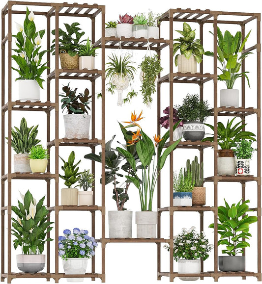 Plant Stand Indoor Tall Hanging Plant Shelf 16 Tiers Large Outdoor Plant Rack for Multiple Plants Wood Plant Holder for Living Room Garden Balcony
