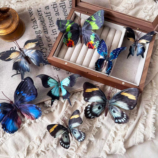 Artificial Butterfly, 3D Artificial Butterfly Clips,Silk Floral Butterflies, Suitable for Home Decoration, Flower Arrangement and Foil The Festive Atmosphere (8 Pcs)