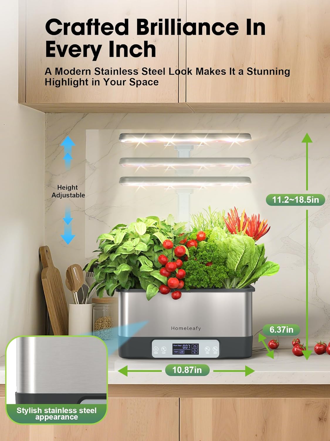 Hydroponics Growing System Kit, 8 Pods Smart Indoor Herb Garden with WiFi App Control, Seeds Pod Kit,LED Grow Light,Stainless Steel Herbs Planter for Lettuce,Basil,Gardening Gifts