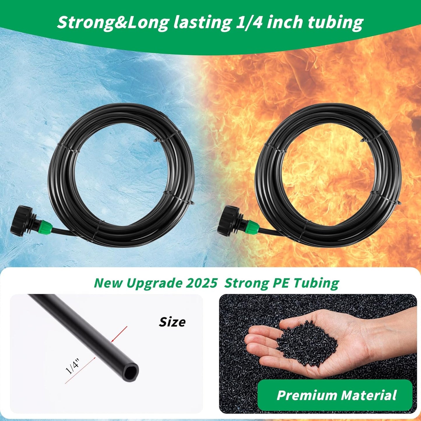 Anti Leak Misting Fans for Outside,Outdoor Misting Fan Kit,19.69FT(6M) with 6 Brass Nozzle + 6m Line + 3/4" Adapter Water Mist Sprayer for Backyard Patio, Perfect for Outdoor Cooling System