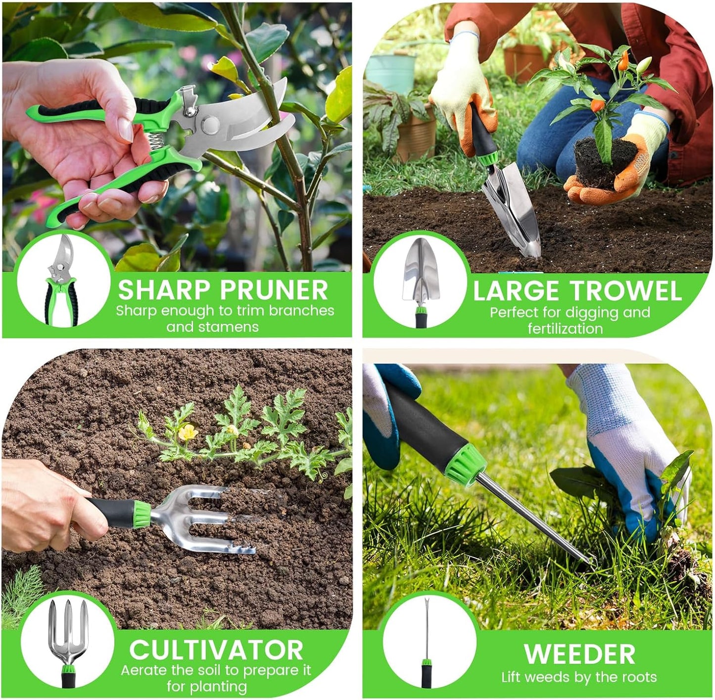 Upgraded Kneeler and Seat - Thicken & Widen Soft Kneeling Pad, Heavy Duty Gardening Stool with 2 Tool Bags & 4 Garden Tools, Gifts for Women, Men & Seniors