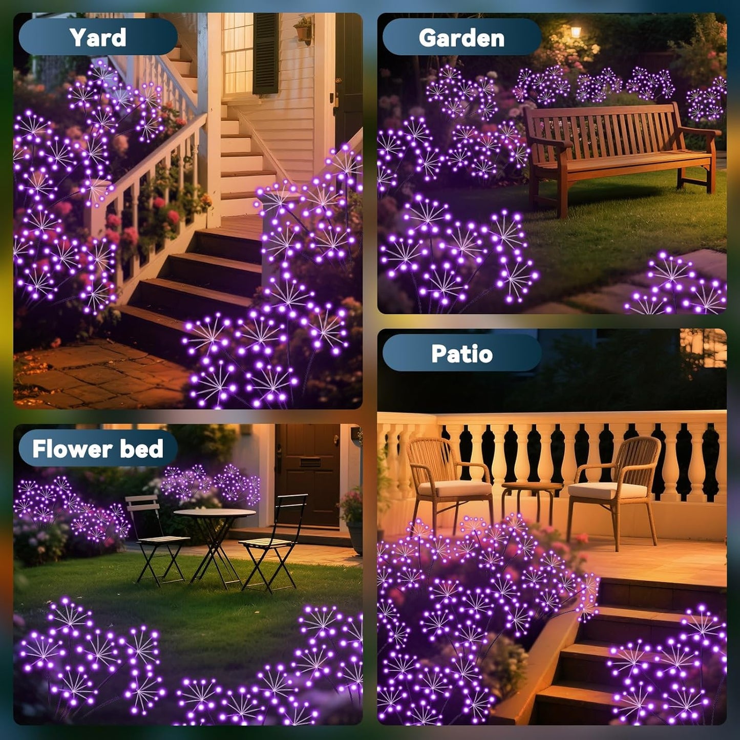 Solar Garden Lights 2 Pack Waterproof Swaying Starburst Light Solar Outdoor Lights for Yard Patio Walkway Pathway Party Wedding Decoration, Unique Gifts for Women, Purple