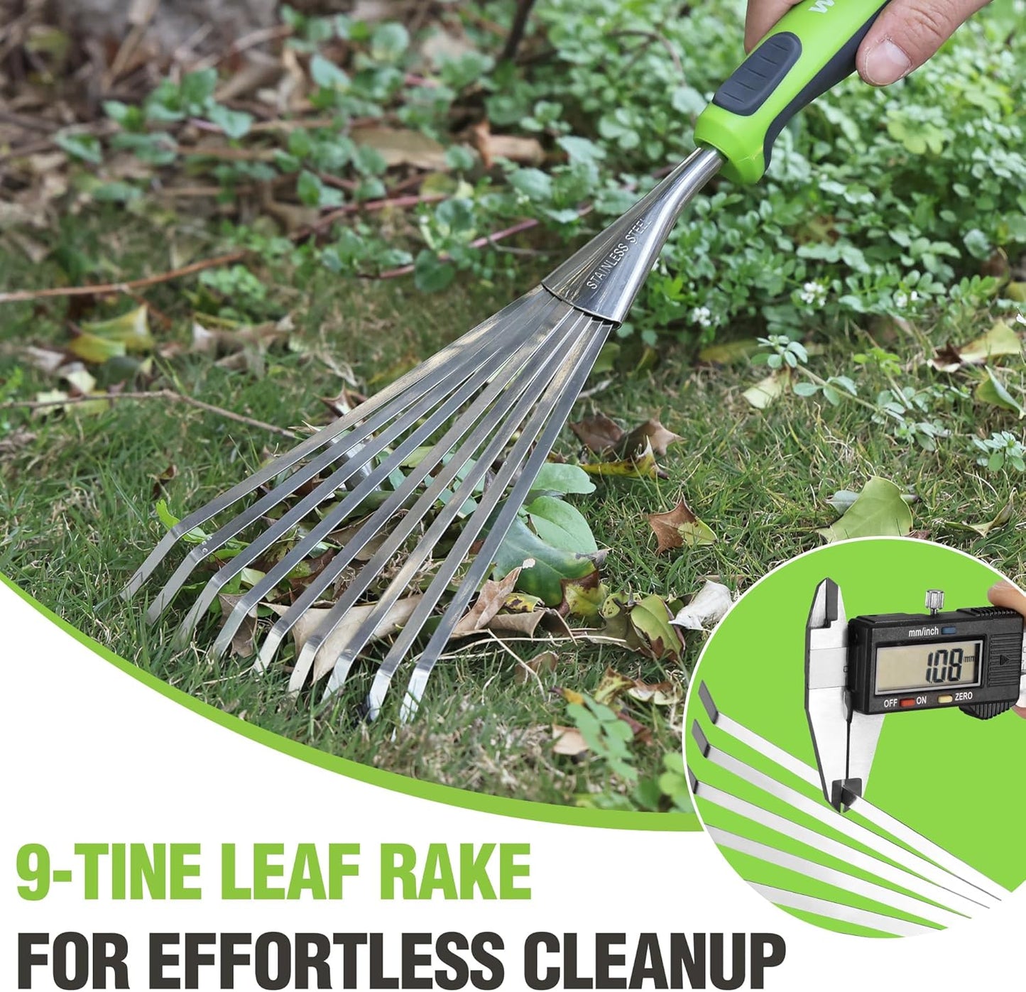 WORKPRO 16" Hand Rake, Heavy Duty Stainless Steel Garden Rake with Soft Handle, Small Garden Hand Tool for Gardening, Cultivating, Loosening Soil & Spreading Mulch, Flower Beds