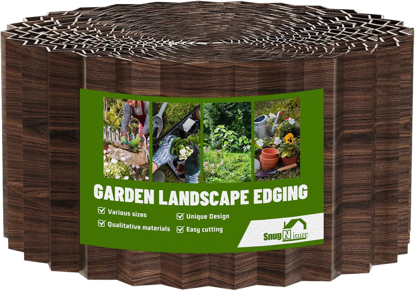 SnugNiture Corrugated Metal Garden Edging 4" x 100', Sturdy Lawn Landscape Edging Border, Fence for Garden, Flower Bed and Yard (Brown)